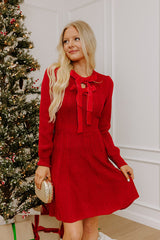 Holiday Muse Cable Knit Sweater Mini Dress in Red