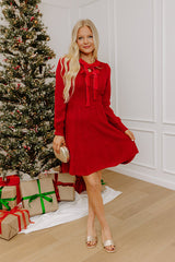 Holiday Muse Cable Knit Sweater Mini Dress in Red