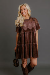 Delicate Daze Velvet Mini Dress in Chocolate