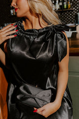 Sip And Shine Shift Mini Dress in Black
