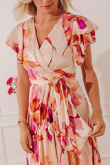 Endless Romance Stain Floral Wrap Maxi Dress