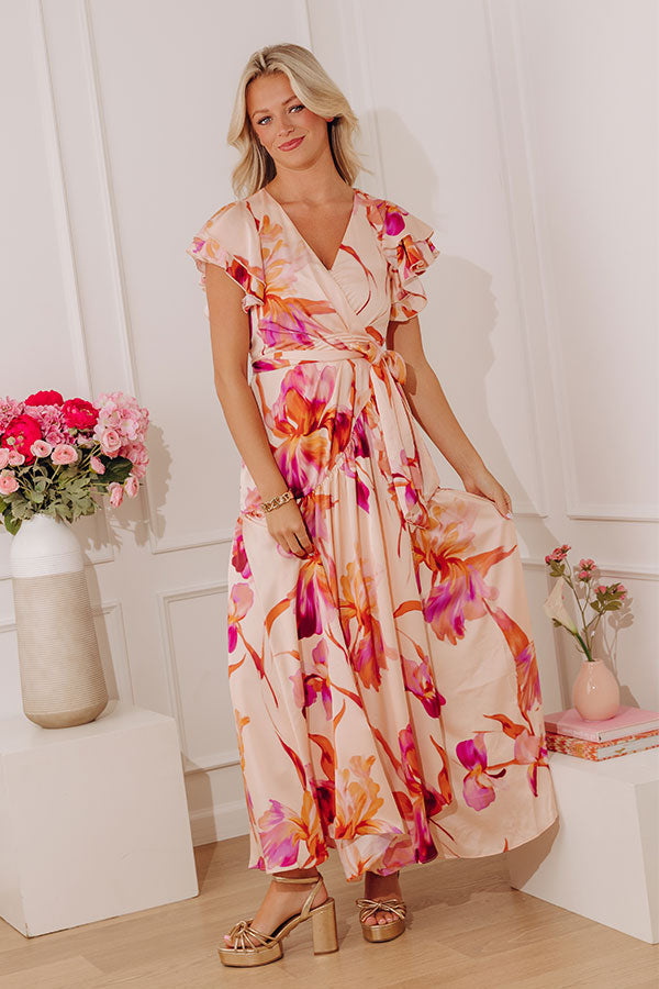 Endless Romance Stain Floral Wrap Maxi Dress