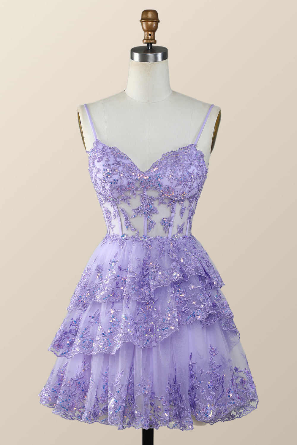 Straps Light Blue Tiered Layered Short Princess Dress