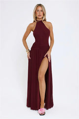 Sundown Soul Halter Midnight Blossoms Maxi Dress Plum