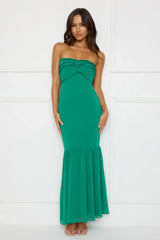 Stylish Snake Strapless Maxi Dress Green