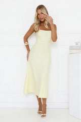 Tennis Club Knit Pleated Midi Dress Yellow