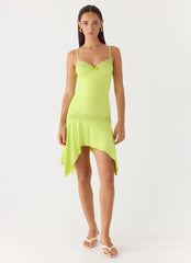 Queen Card Mini Dress - Lime