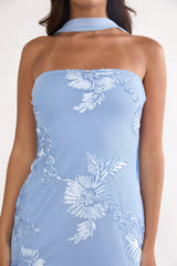 Vivia Strapless Embellished Maxi Dress Blue