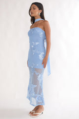 Vivia Strapless Embellished Maxi Dress Blue