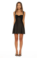 Jazzy Black Contrast Rhinestone Mini Dress