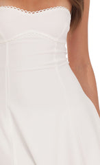 Bust Fit and Flare Dress in White