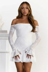 Electric Envy Off Shoulder Mini Dress White
