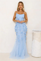 Petals In The Night Mesh Maxi Dress Blue