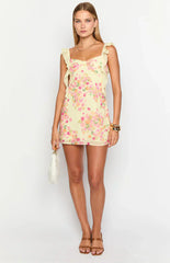 Joyce Yellow Bloom Chiffon Mini Dress
