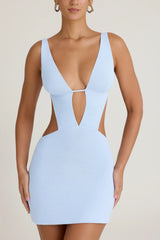 Cut-Out A-Line Mini Dress in Periwinkle Blue