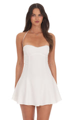 Bust Fit and Flare Dress in White