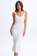 Modal Plunge Open-Back Midaxi Dress in White
