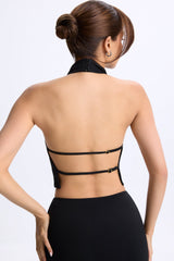 Modal Cowl-Neck Open-Back Top in Black