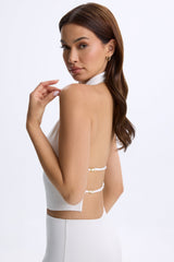 Modal Cowl-Neck Open-Back Top in White