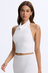 Modal Cowl-Neck Open-Back Top in White