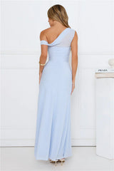 Bloom Baby Off Shoulder Maxi Dress Blue