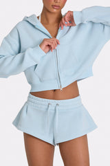 Mid-Rise Shorts in Powder Blue