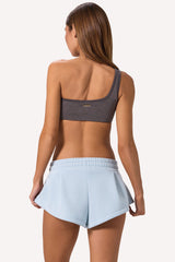 One-Shoulder Sports Bra in Washed Charcoal