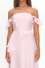 Natale Off-Shoulder Ruffle Maxi Dress Pink