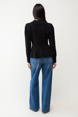 COLLARED CABLE KNIT CARDIGAN