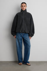 OVERSIZED FUNNEL NECK FLEECE JACKET