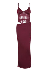 Pink Sheer Cutout Fitted Dress