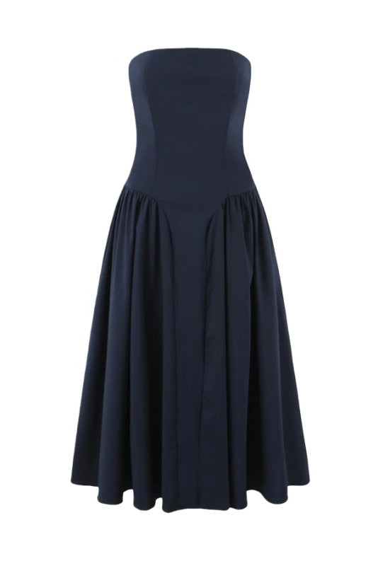 Pink Strapless A-line Maxi Dress