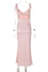 Pink Sreaps Tight Long Maxi Dress