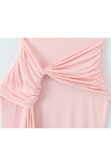 Pink Scoop Fitted Knotted Long Dress
