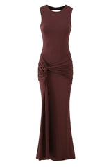 Pink Scoop Fitted Knotted Long Dress