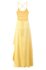 Pink Straps Frill Long Maxi Dress