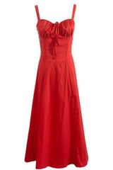 Straps Ruched Neckline Lase-up Long Summer Dress