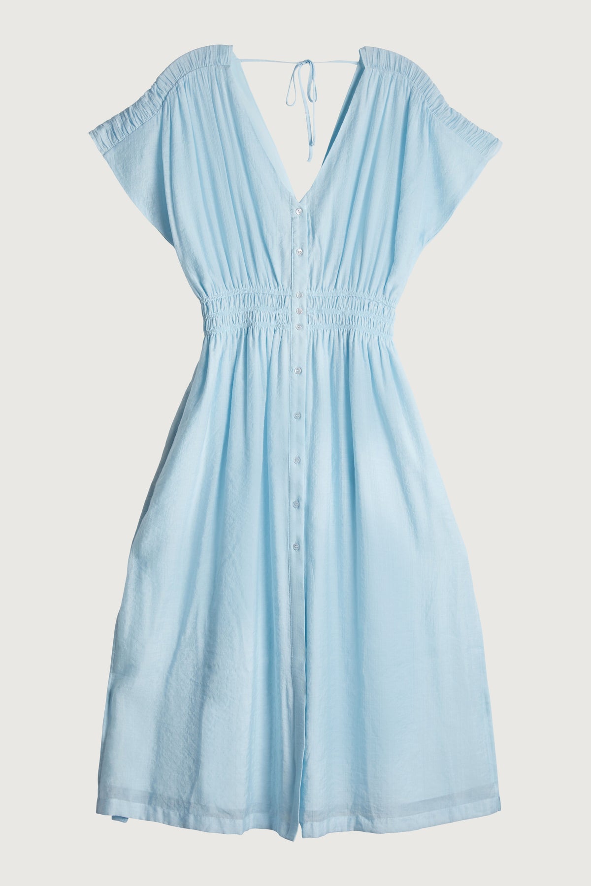 MIDI CRINKLE V-NECK DRESS