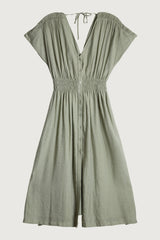 MIDI CRINKLE V-NECK DRESS