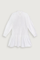 COLLARED BUTTON FRONT TIERED DRESS