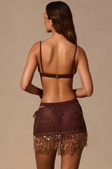 Low-Rise Mini Skirt in Espresso Brown