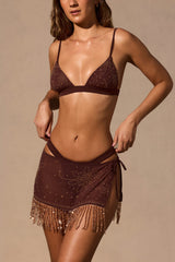 Low-Rise Mini Skirt in Espresso Brown