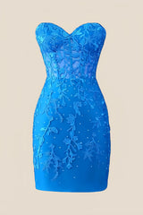 Sweetheart Lavender Lace Tight Mini Dress
