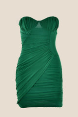 Sweetheart Blue Ruched Bodycon Short Dress