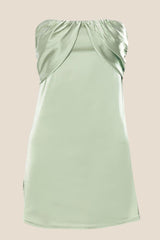 Strapless Ruched Green Split Mini Dress