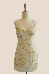 Straps Green Sequin Fitted Short Dress