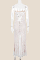 Straps Ivory Lace Fitted Party Dress