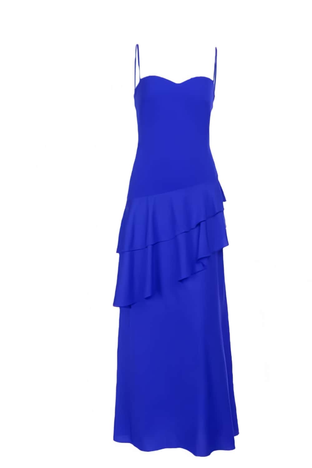 Straps Royal Blue Chiffon Tiered Maxi Dress