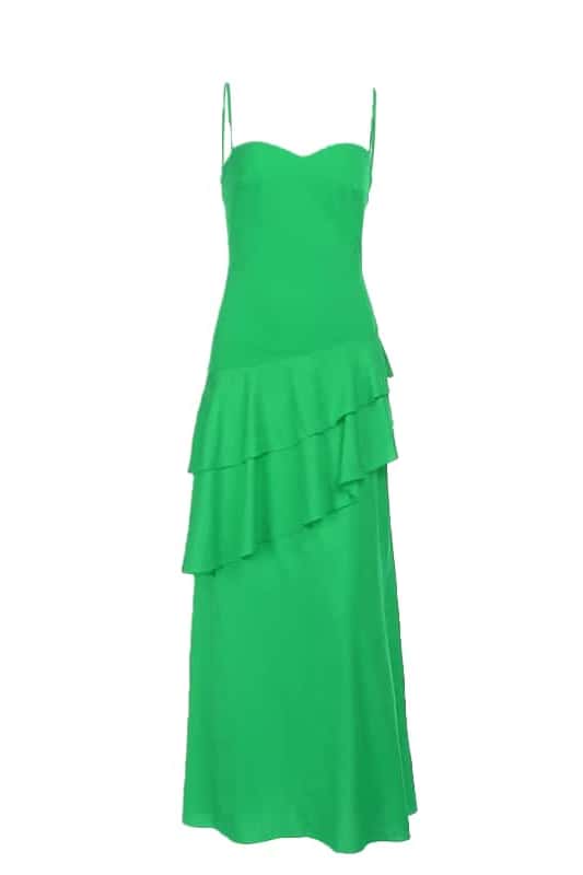 Straps Fuchsia Chiffon Tiered Maxi Dress