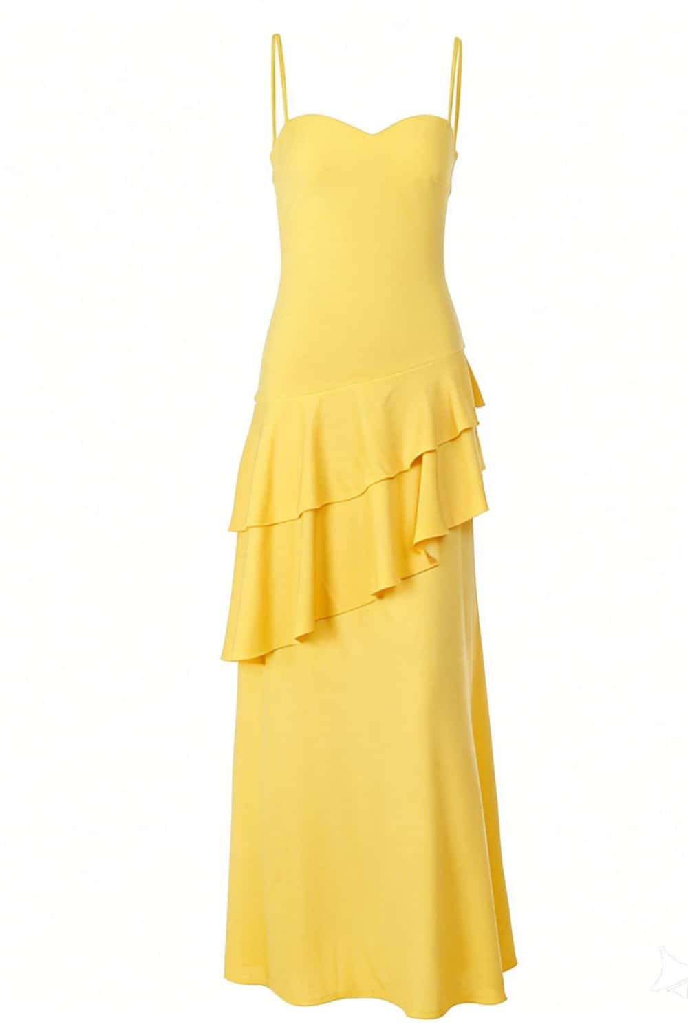 Straps Blue Chiffon Tiered Maxi Dress